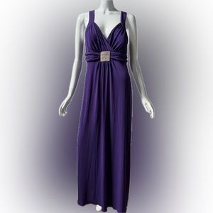 En Focus Studio Women’s Violet Faux Wrap Maxi Dress